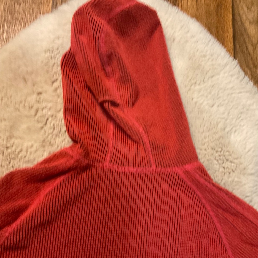 Zella Active Hoodie Pullover Top Size Small Salmon 1/4 Zip Thumb Hole Long Slve - Picture 8 of 10
